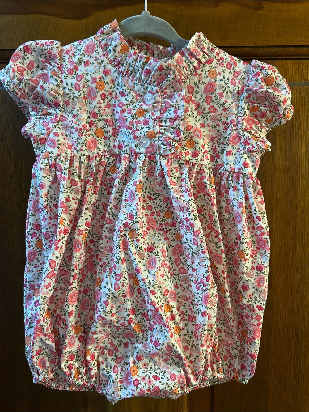 Little English Pink and Orange Floral Baby Romper